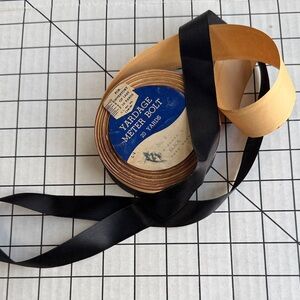 Vintage Black Satin Ribbon Yardage Bolt No. 5 5/8” Wide Original 20 Yard Notions